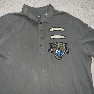 DIESEL 7 Come 8 Lets Go Embroidered Patch Polo Shirt T Cotton Shirt Men's XL